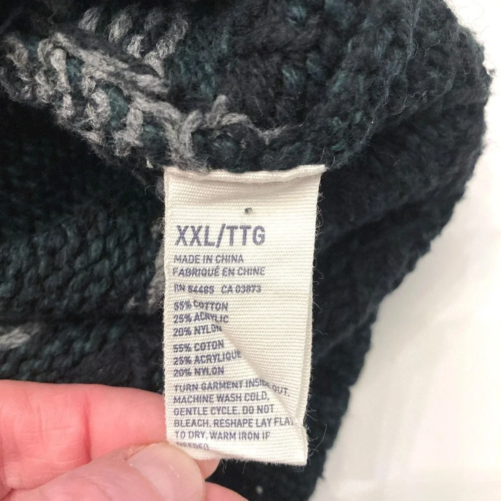 American Eagle Outfitters Pullover Shawlneck Sweater Men XXL Green Nordic Cotton